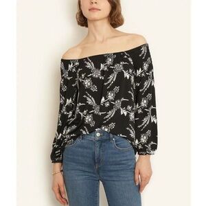 Ann Taylor floral print smocked off the shoulder blouse NWT